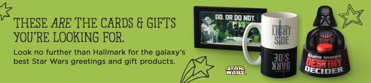 These are the cards and gifts you&rsquo;re looking for. Look no further than Hallmark for the galaxy&rsquo;s best Star Wars greetings and gift products.
